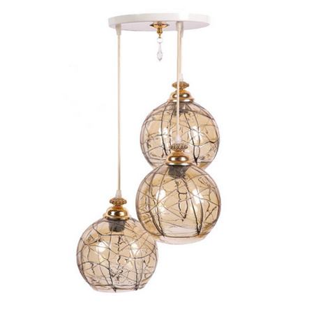 لوستر و چراغ آویز سه شعله سهیل مدل گلد 2