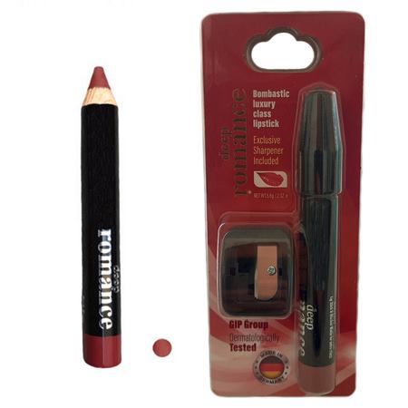 رژ لب مدادی دیپ رومانس به همراه مداد تراش آرایشی