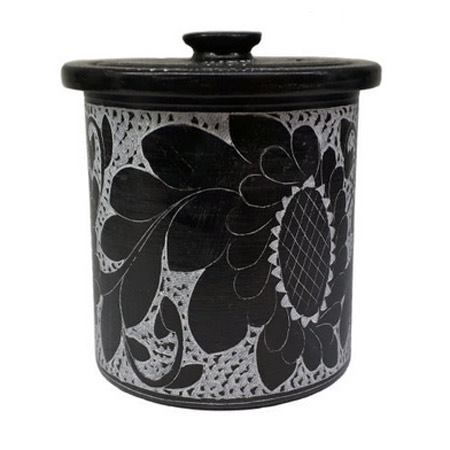 ظرف دیزی سنگی دو نفره مدل کافه ای با طرح سیاه قلم