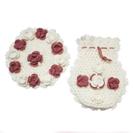 لیف حمام دست بافت مدل گل مجموعه دو عددی