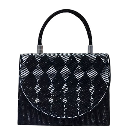 کیف مجلسی زنانه مدل نگین کریستال جنس الیاف مصنوعی