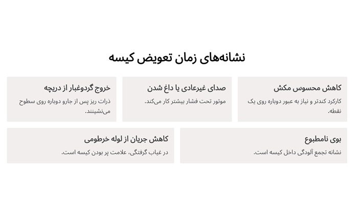 زمان مناسب تعویض کیسه