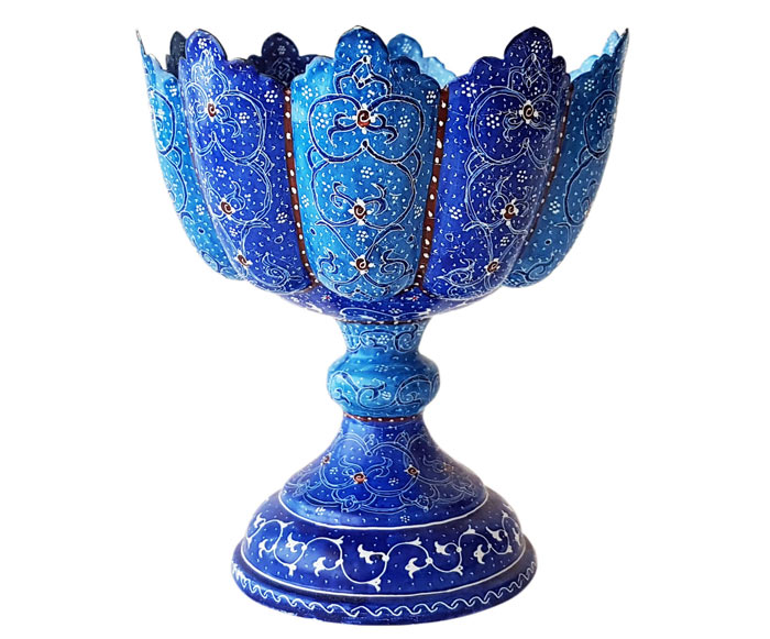 ظرف میوه خوری پایه دار مینا کاری